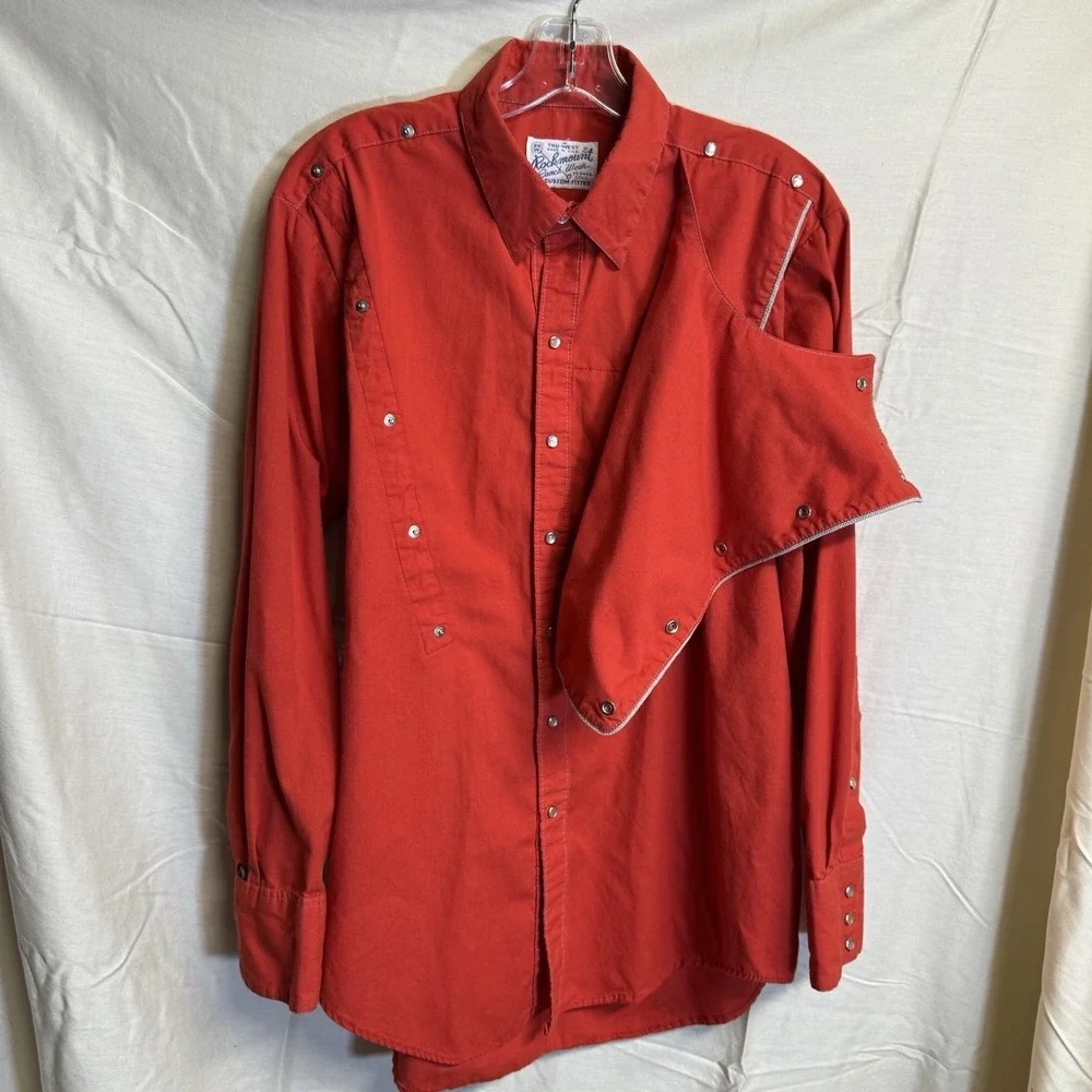 Vintage Rockmount Shirt Mens XL Western Bib Pearl Snap Cavalry Vintage 90s